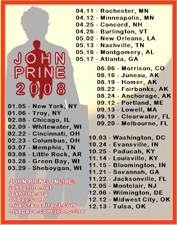 John Prine 2008 Concert Tour Post Card